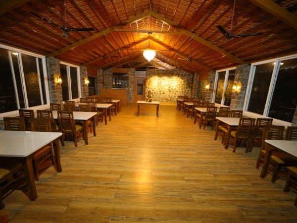 Rustic dining hall interior